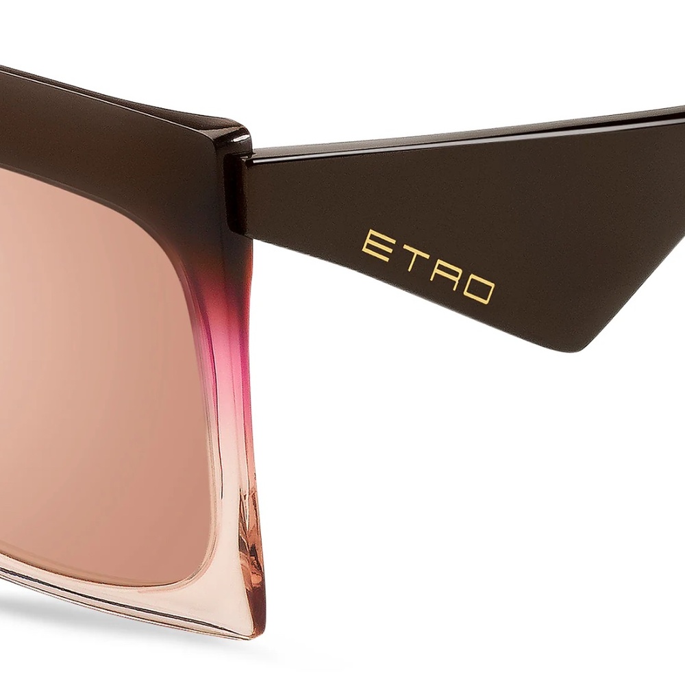 ETRO Brown Fuchsia Sunglasses with Flash Mirror Pink Lenses NWT $430 - Picture 5 of 13